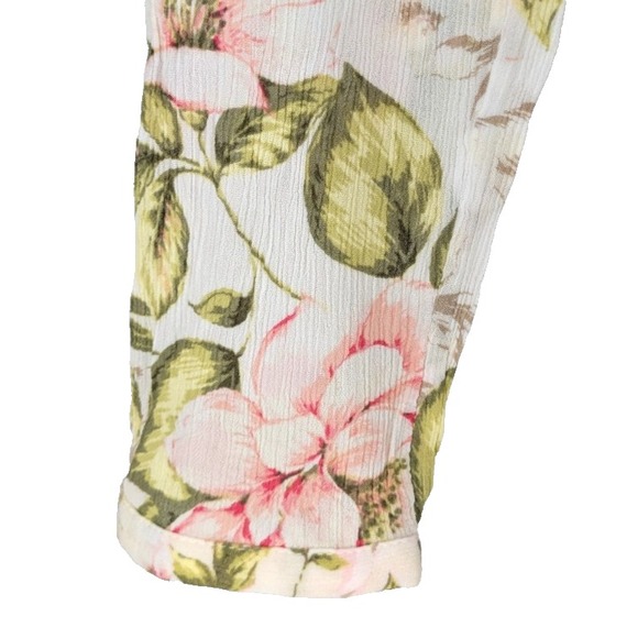 J. Jill Blouse Top Small White Pink Green Floral Covered Button Front - Picture 8 of 15